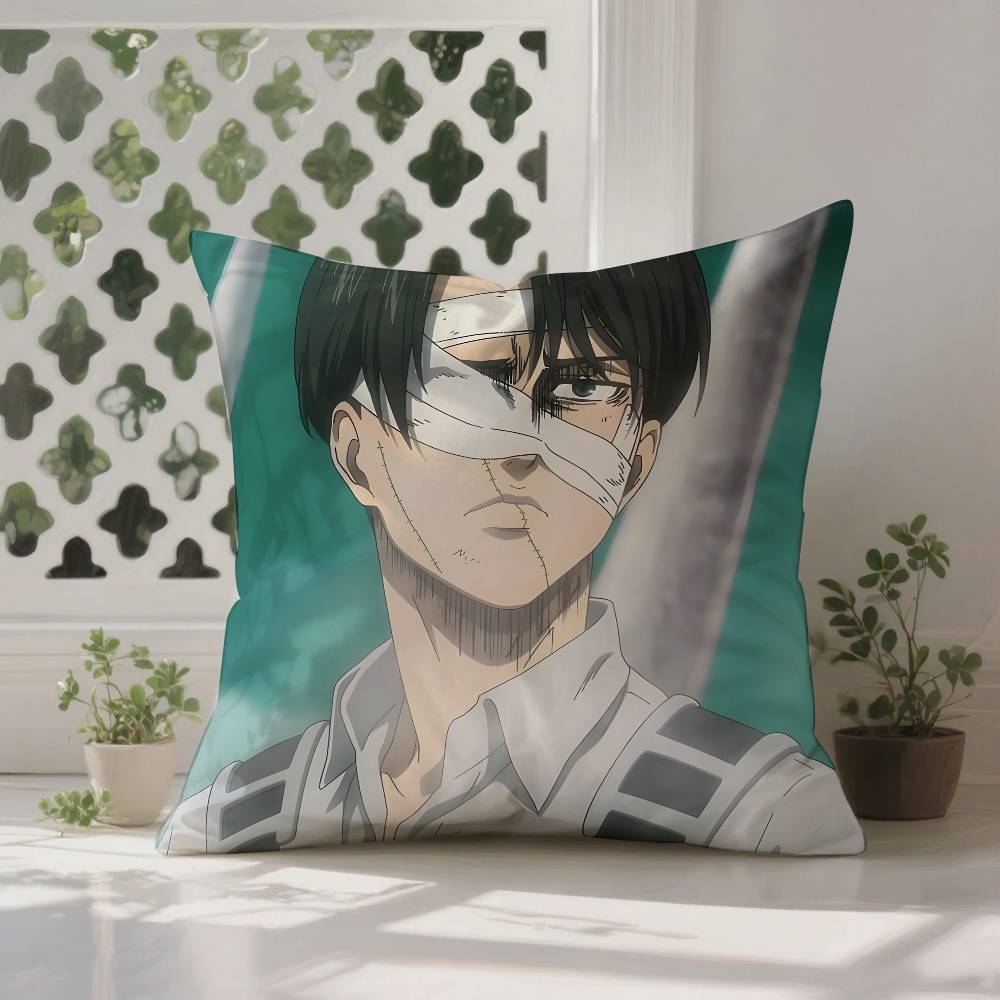 1pc Levi Ackerman Attack On Titan Pillow Case Anti-dustmite Pillowcase Invisible Zipper Silky Short Plush Sofa Cushion Cover