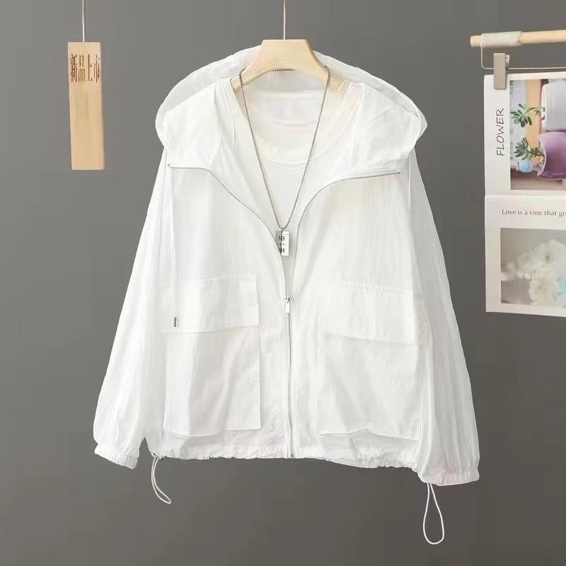 

Женское солнцезащитное пальто свободного большого размера, дышащая солнцезащитная одежда, куртка, модный уличный тонкий быстросохнущий топ, женский XS белый