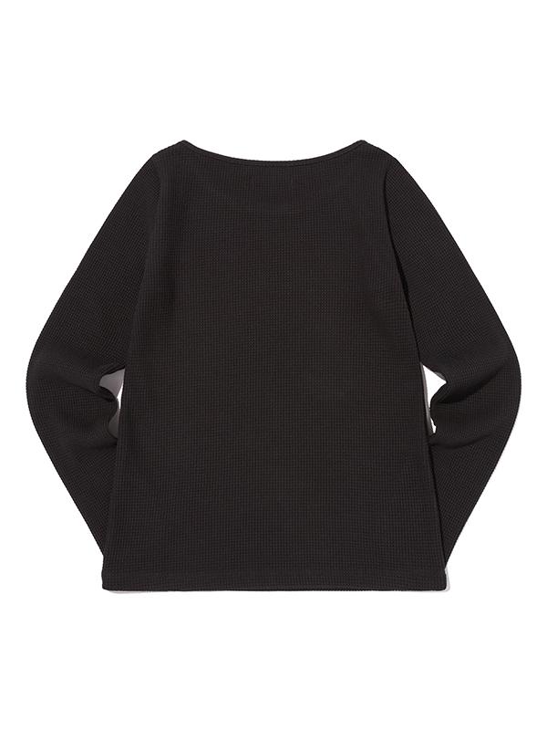 KIRSH Waffle Boat Neck Long Sleeve [Black]