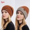 Knitted Hat Unisex With Solid Color Warm Hat Can Be Worn Both Inside And Outside
