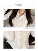 Spicy Girl Women's Slim Fit White Shirt - Chic, Waist-Cinching, Long Sleeve Cardigan for Spring and Autumn.