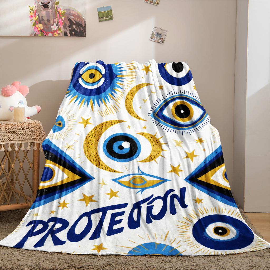 PROTECTION Evil Eye Totem Art Print Flannel Blanket for Adult Quality Soft Warm Universal Blanket for Travel Picnic Home