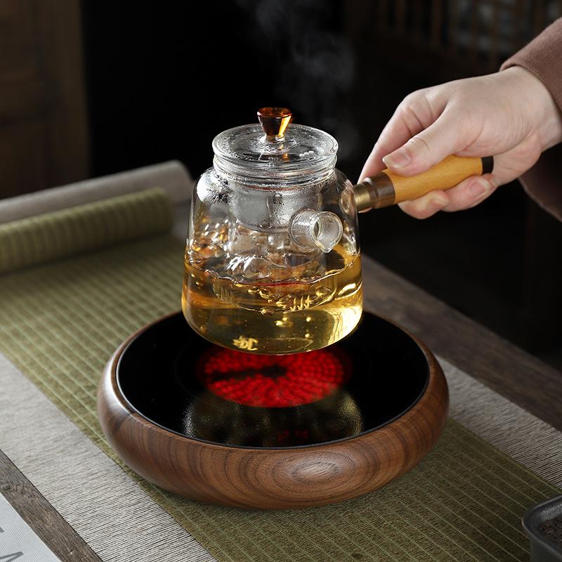 Solid Wood Electric Ceramic Tea Stove – Drum Shape Tea Brewer with Heat Preservation