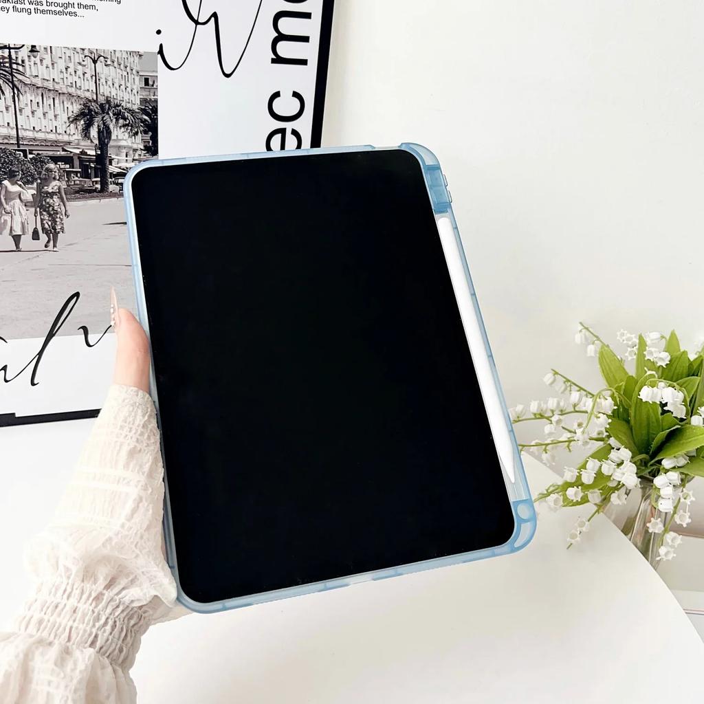 Tablet Case For iPad 6 7 8 9 10th Generation Case Air 4 5 Pro 10.2 10.9 11 inch Mini with Pencil Slot Soft Clear Cover