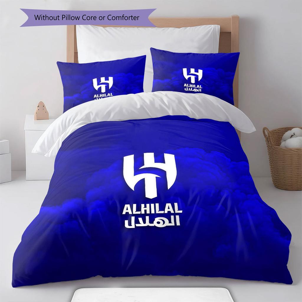 Al-Hilal Saudi FC Pattern Bedding,Quilt Set Quilt Cover Pillowcase Home Birthday Gift(1 * Duvet Cover + 2 * Pillowcase, Without Core)