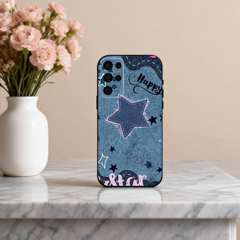 R-Retro D-denim patches  Phone Case For Samsung S25,24,23,22,30,21,10,9,Ultra,Plus,Lite,FE,4,5 G Soft Black Case