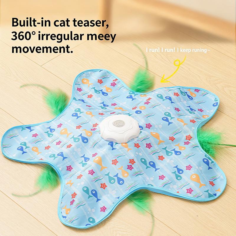 Electric Interactive Cat Play Mat Simulated Moving Prey Auto Modes Soft Plush Surface Toy for Indoor Cats Kittens