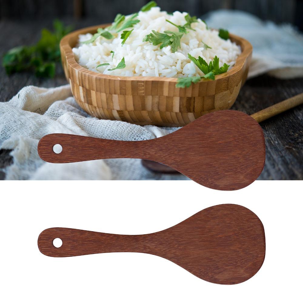 2 Pcs Solid Wood Cooking Spatula Long Handle Kitchen Scoop Cooking Utensil Stir-frying