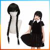 Parrucche Cosplay Addams Moda Parrucca lunga liscia Per Donne