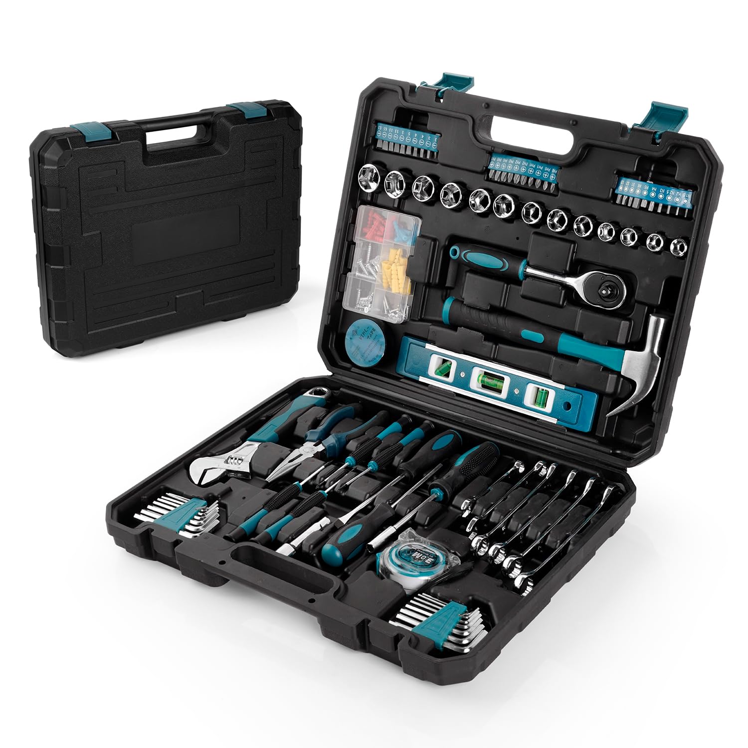 CARVANTA Домашний набор инструментов с кейсом для хранения для мебели, дома и автомобиля 108 предметов DIY, Велосипед, Мотоцикл, Обслуживание, Сборка, Ремонт,