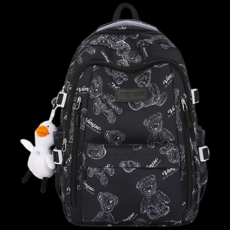 Li Shen Large Capacity Stylish Backpack with Cartoon Bear Letter Pattern