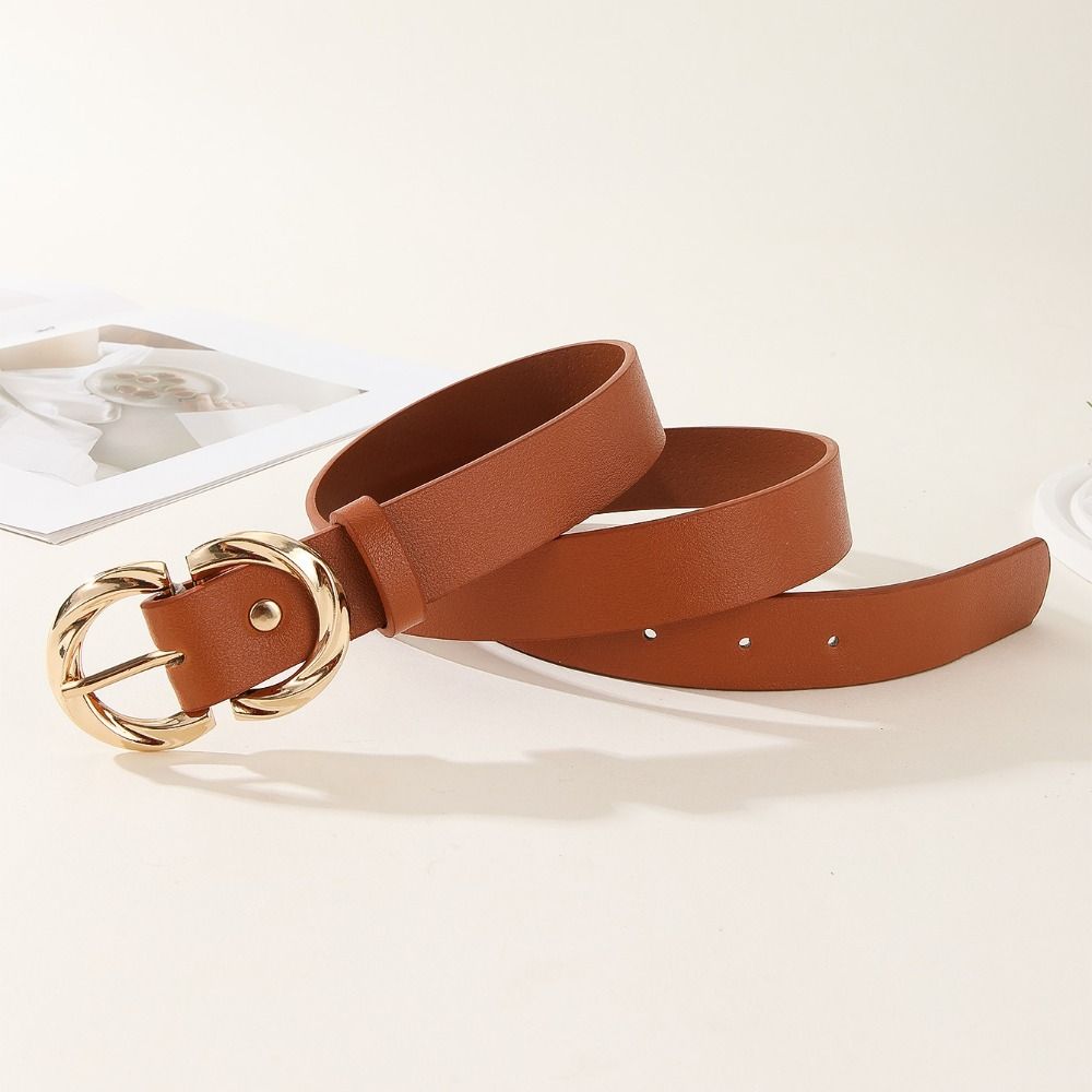 Casual Double D Buckle Waistband Simple Waist Strap Women Fashion Leather Belt  Waist Decoration