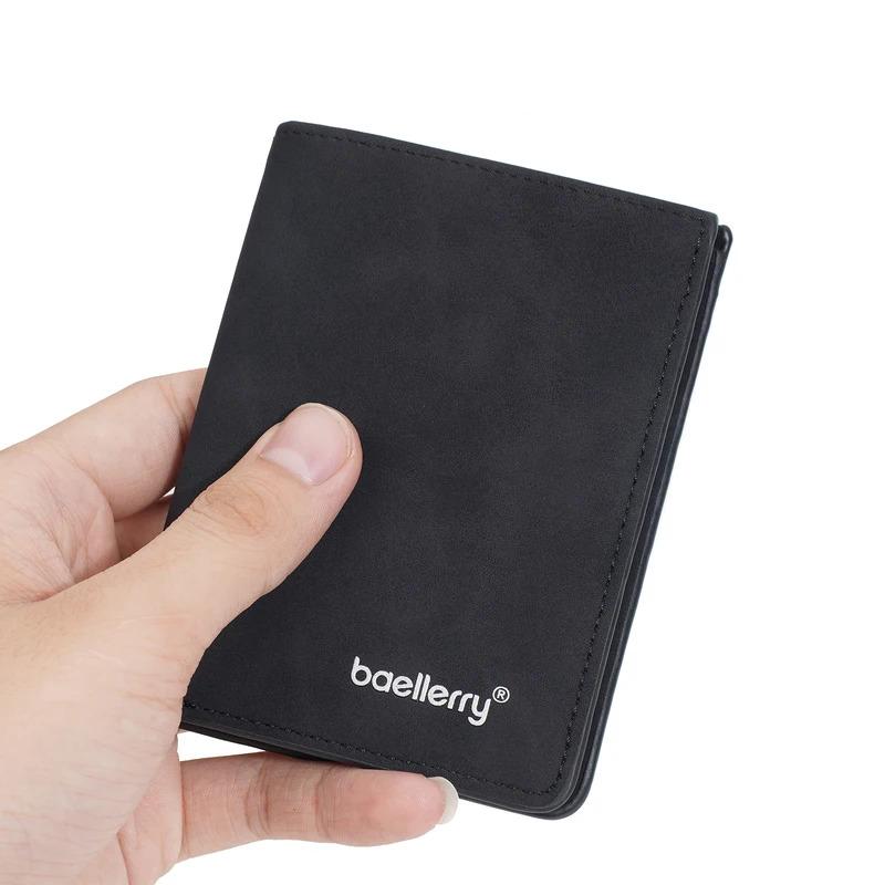 able men's short wallet anti-theft design compact double fold Rfid anti-theft wallet slim fit simple retro wallet