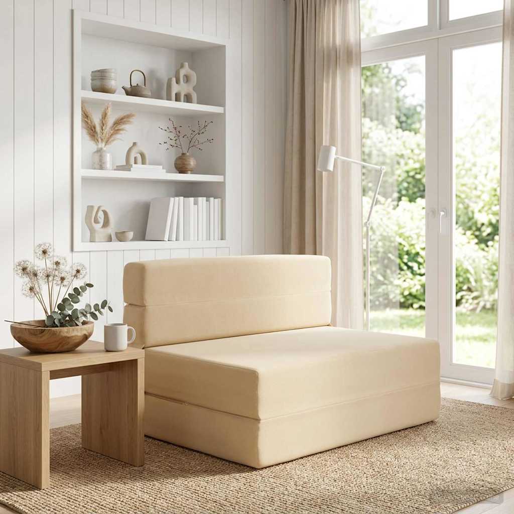 Klapp-Schlafsofa Creme 70 x 80 x 60 cm Stoff