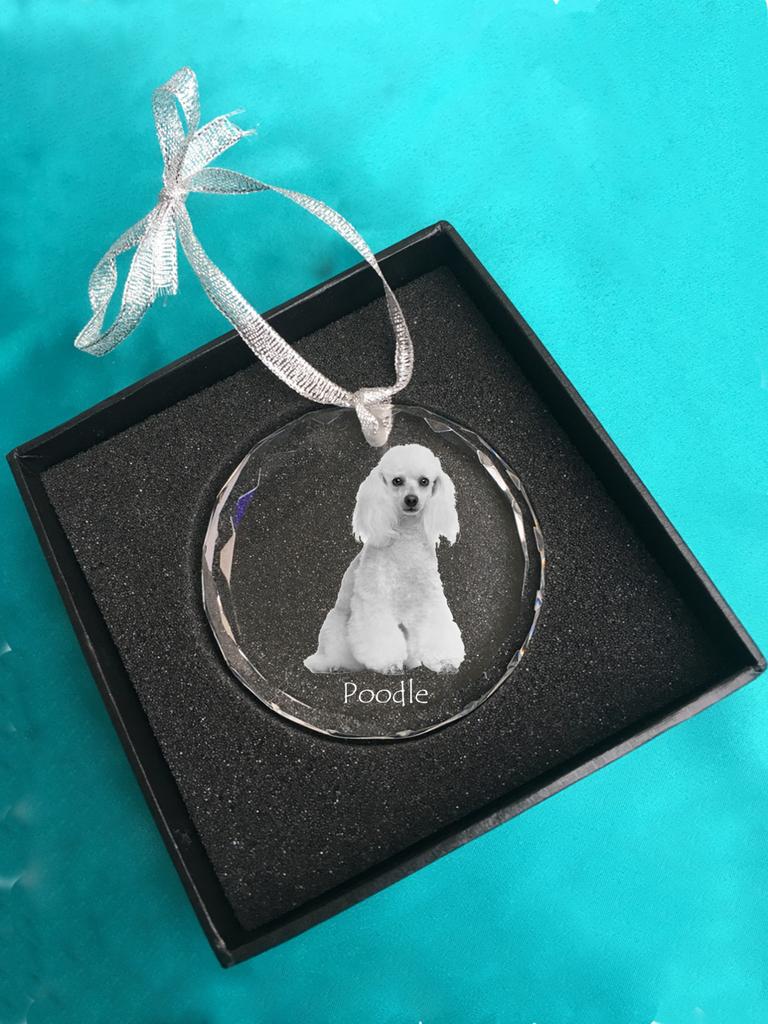 Poodle - crystal bauble with a photo, dog photo in crystal, personalized Christmas tree ornament by Art-Dog brand