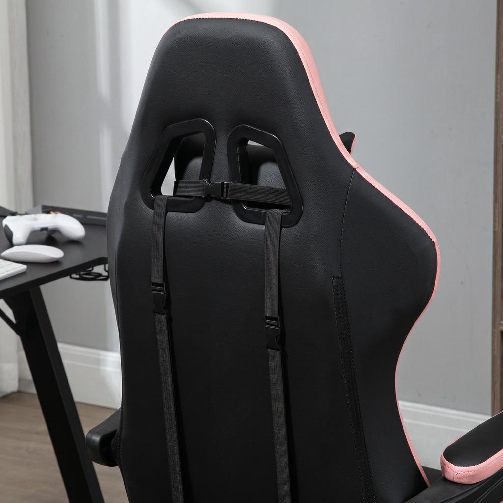 Office Chair, Gaming Chair, 1 Headrest, 1 Lumbar Support, Pink + Black