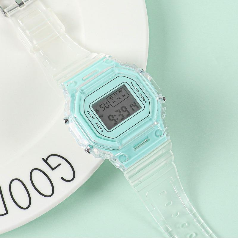 Factory Direct LED Electronic Watch Student Sports Outdoor Watch Digital Multifunctional Waterproof Matcha Green Small Square Watch