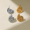 Retro 18K Gold Plated Seashell Shells Earrings Inlaid Cubic Zirconia Scallop Ear Stud Summer Beach Zircon Accessories Wholesale