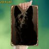 2D Flat, 1pc, A Majestic Black German Shepherd with Intense Gaze Metal Iron Sign, Pre-Drilled Holes, Suitable for Indoor, Garden, Outdoor, Home, Offic