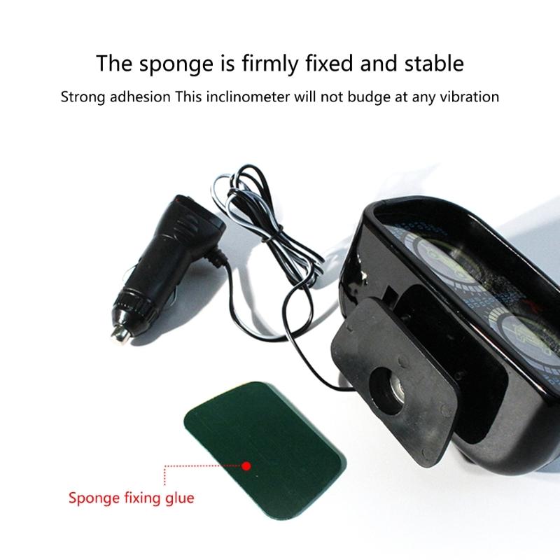 Slope Meter HUD Inclinometer with LED Light Car Digital Display Level Tilt Gauge 12V Car Slope Meter Adjustable Base