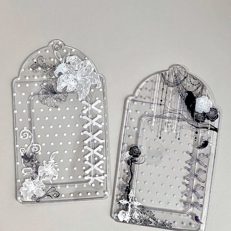1/2Pcs Floral Polka Dot PVC Card Holder Scratch Resistant Kpop Photocard Organizer Pouch for Daily Use