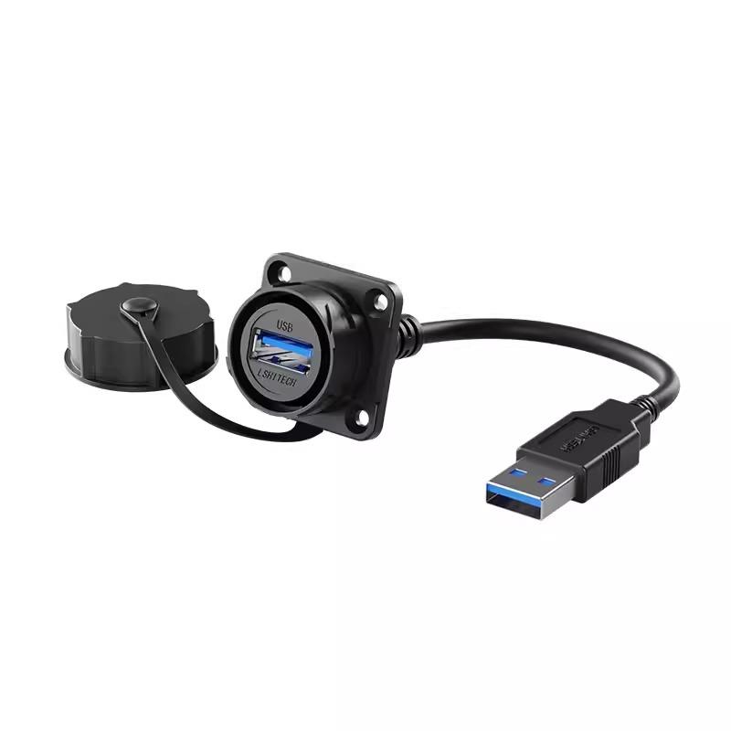 USB2.0 USB3.0 Screw Lock Waterproof USB Aviation Connector Socket Female To Male Industrial Data Extension Cable 0.3M 0.5M 1M