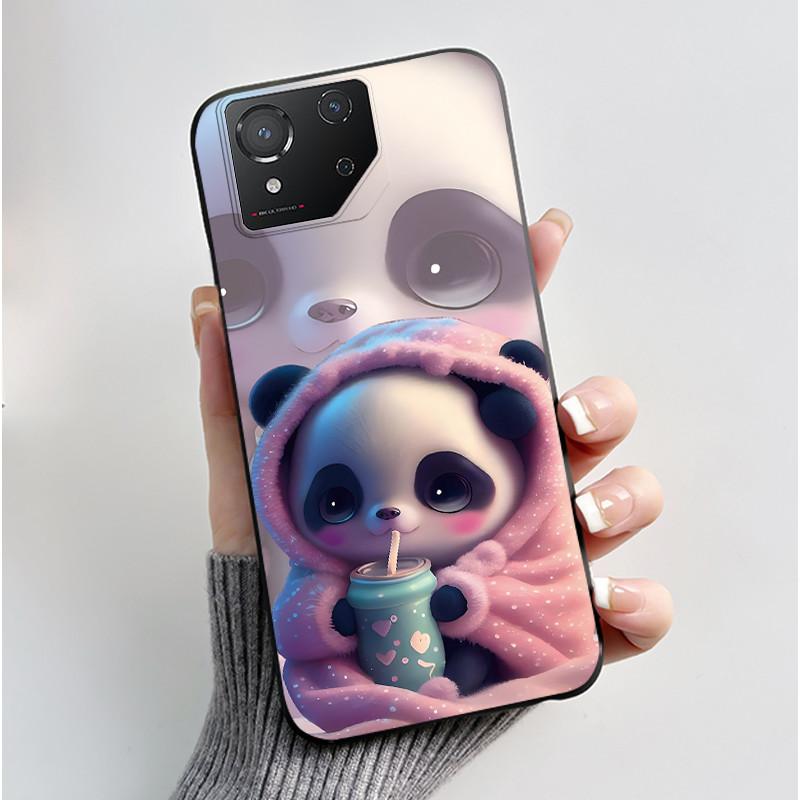 Custodia per Asus ROG Phone 8 Custodia per Telefono ROG 8 Pro Lusso Carino Coniglio Amore Divertente Nero Morbido TPU Silicone Cover Posteriore Protettiva
