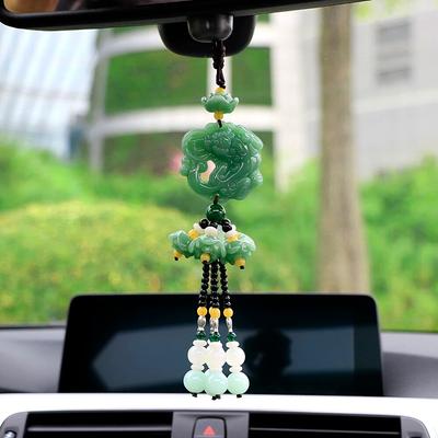 Car Pendant Jade Brave Troops Gourd Guan Yin Maitreya Auto Interior Rearview Mirror Decoration Hanging Ornament Accessories