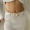Gold Starfish Waist Chain Multi-pendant Beads Belly Chain Retro Imitation Pearl Body Chain  Beach