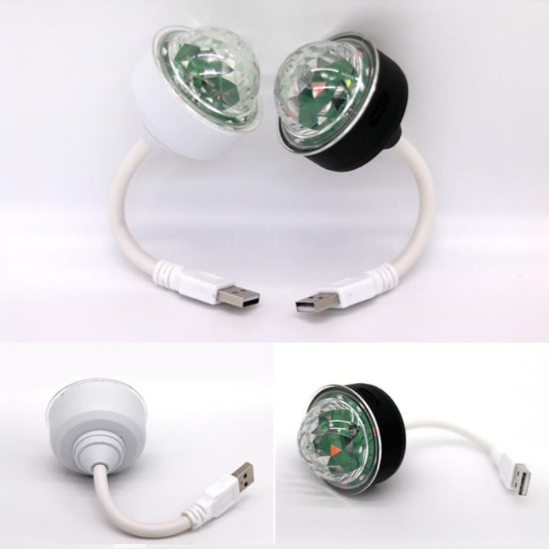 Mini Luce da Palco Colorata USB Proiettore LED Rotazione 360 Luce d'Atmosfera Controllata dalla Voce per Festa DJ Auto