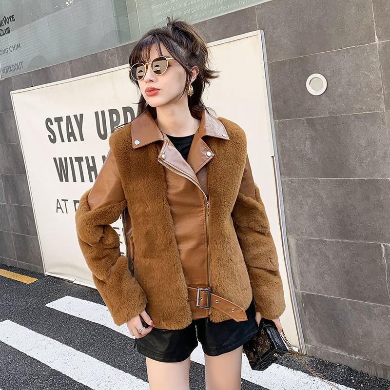 New Imitation Fox Fur Coat for Women Motorcycle Style Short Slim Fur Tops Internet Celebrity New Warm Coat