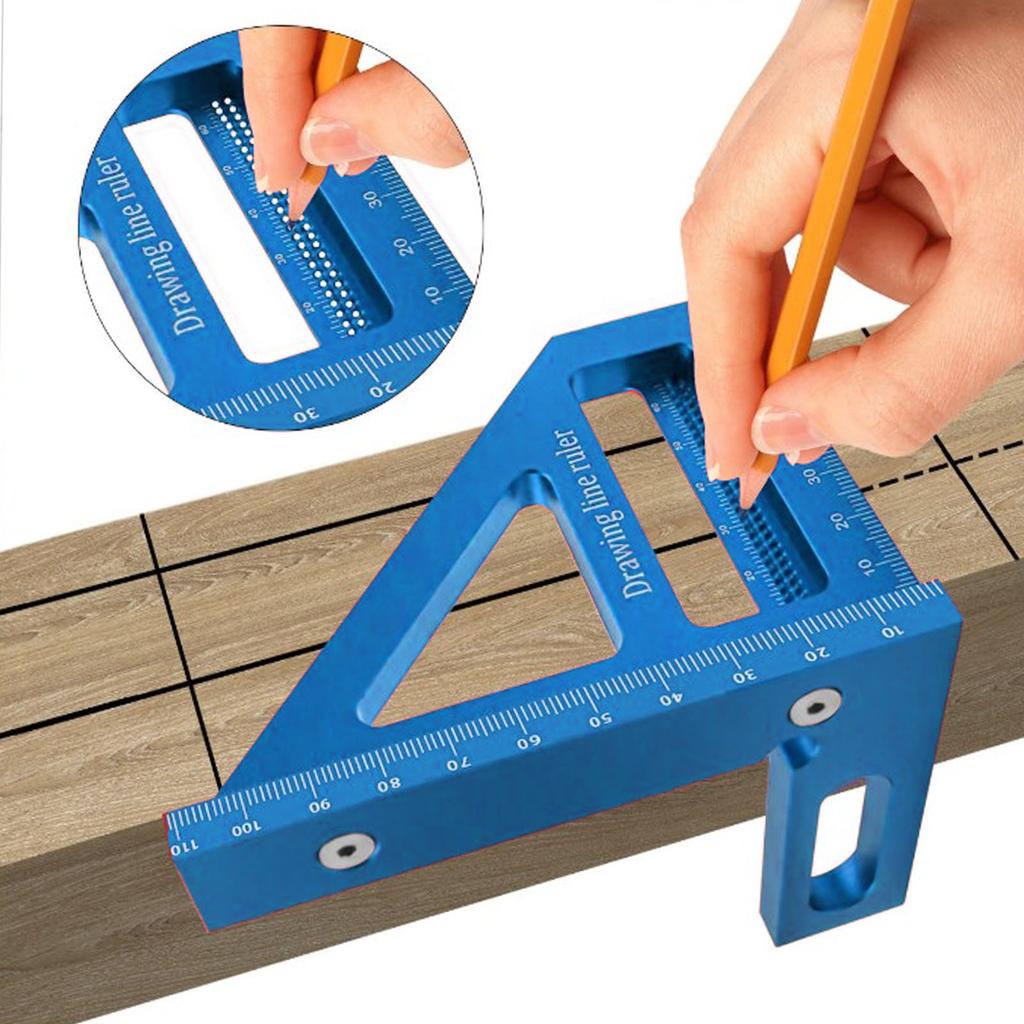 3D Multi Angle Msuring Ruler 45 90 Degree Aluminum Alloy Woodworking   Protractor Miter