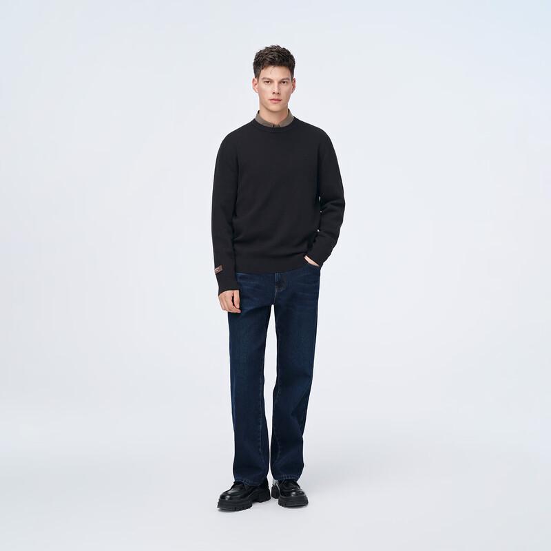Giovanni Valentino Men's Dark Blue Fleece-Lined Straight Jeans