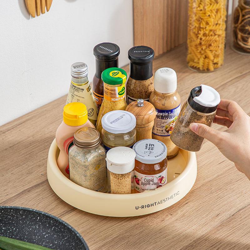 Multifunktionales drehbares Küchenregal: Aufbewahrung auf der Arbeitsplatte für Sojasauce und Gewürze