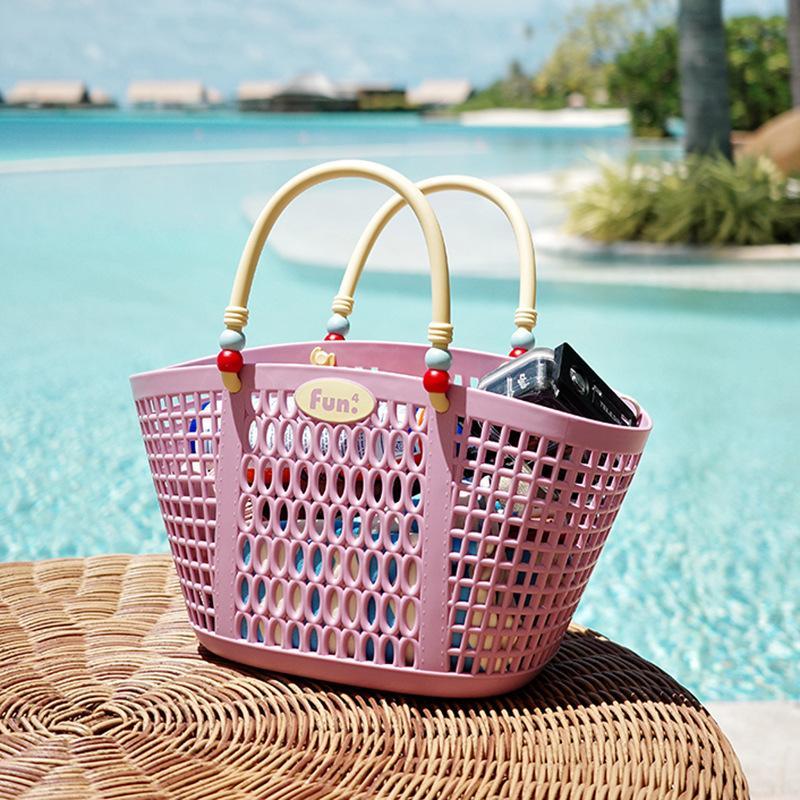 Portable Plastic Storage Basket With Handle Multipurpose Organizer for Bathing Swimming Kitchen Bathroom Home Daily Use