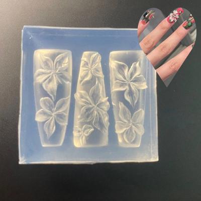 Nagelkunstform 3D-Schnitzerei Geblümte Lilienblüte Transparente Nagelkunstdekorationen DIY Silikonform