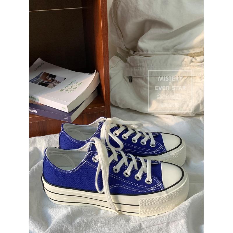 Thick-soled heightening canvas shoes female student muffin shoes 609