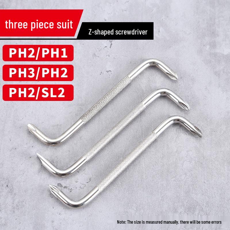 Compact Mini Two-Way Screwdriver: Short Handle, Interchangeable Phillips, Slotted, Torx Heads