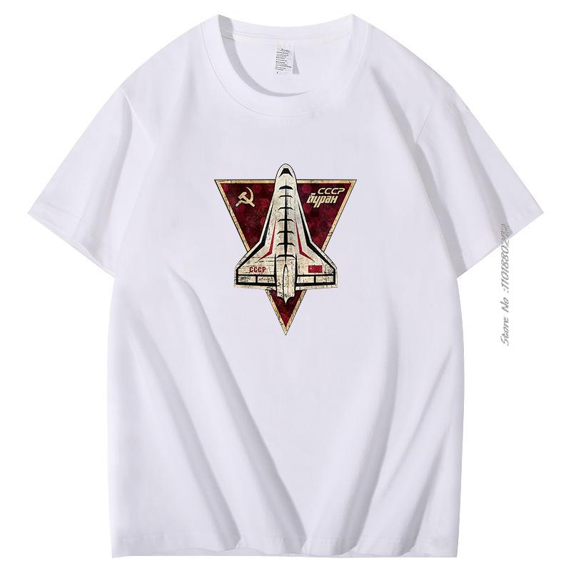 Soviet Union Ussr Spaceplane Cotton Tshirt Cccp Buran Space Shuttle Cotton Short Sleeve Tshirt Summer Harajuku Streetwear