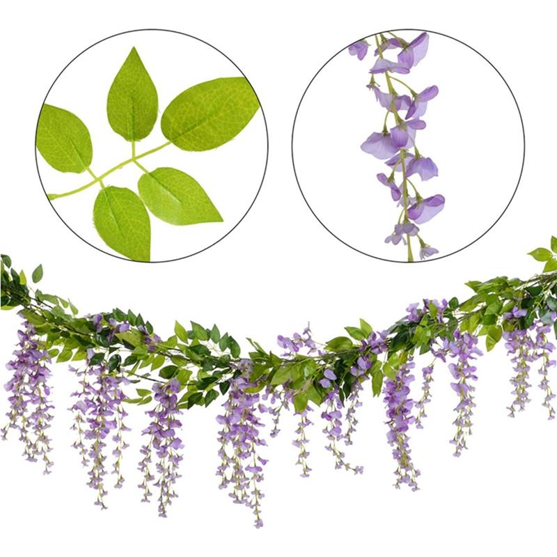 190CM Artificial Wisteria Flowers for Home Room Decor Wedding Marriage Decoration Fake Flowers Bride DIY Craft Wreath Ornaments
