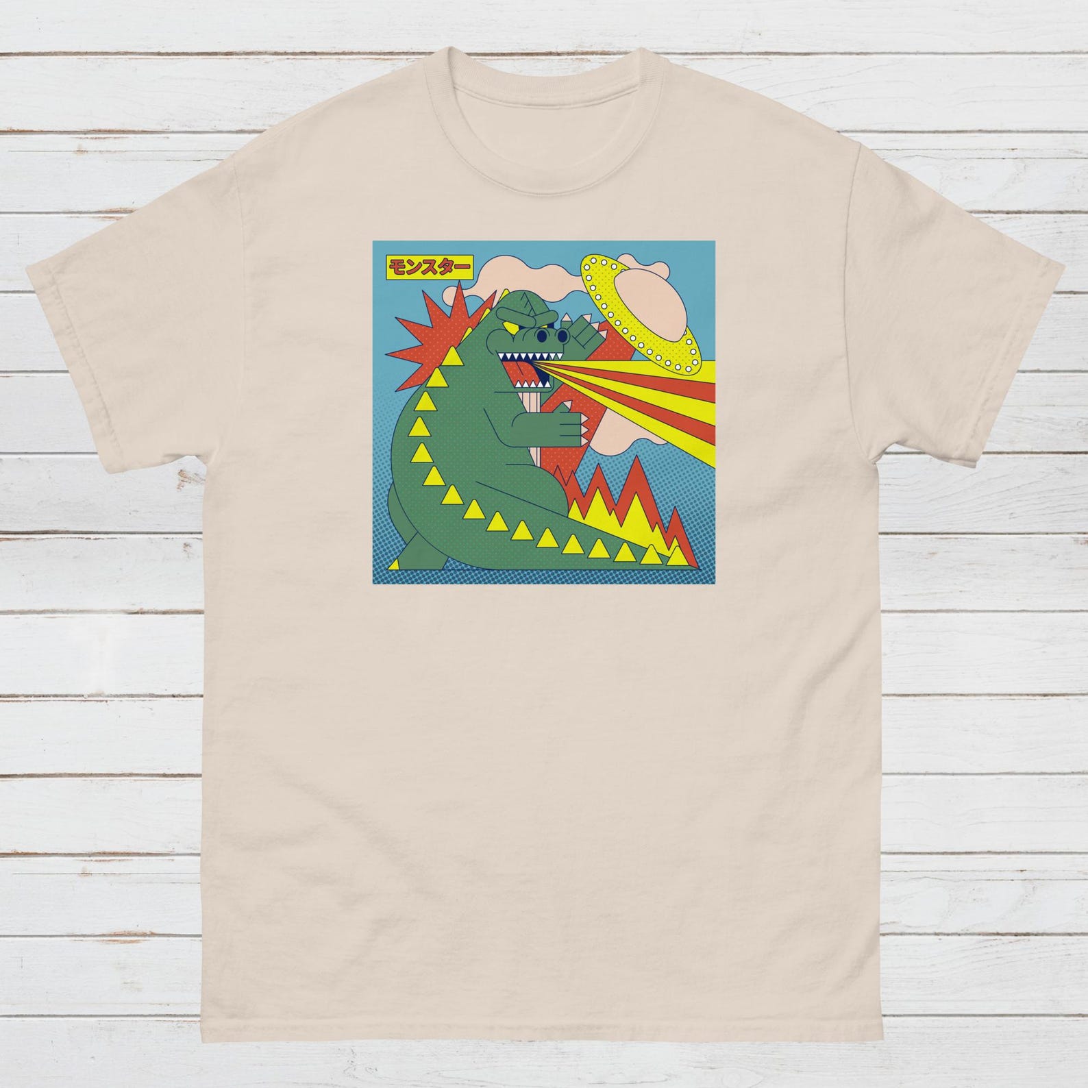 Japanese Monster UFO T-Shirt, Kawaii Kaiju Graphic Tee XL