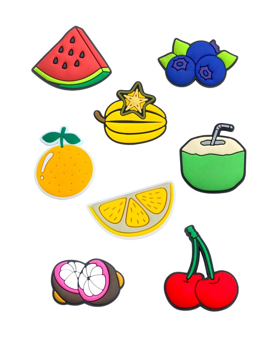 

Джибитсы фрукты fruits Jibbitz 8 шт аксессуары крокс украшение різнокольоровий