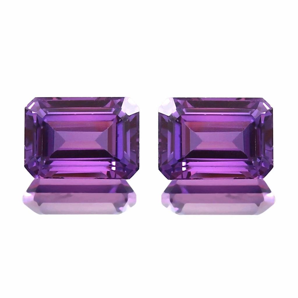Natural Ceylon 40 Ct Purple Sapphire Emerald Cut Pair Certified Loose Gemstone