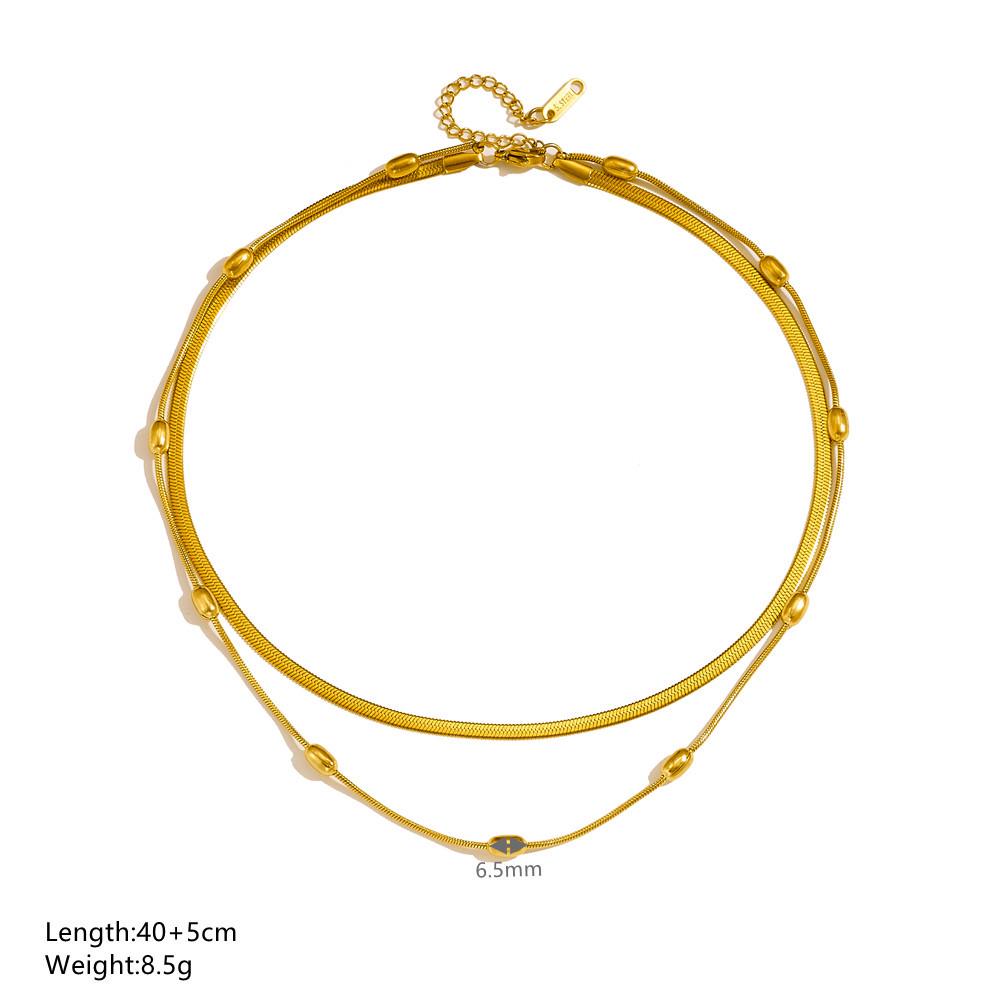Edelstahl Doppellagige Schlangenkette Halskette, Modischer Vergoldeter Titanstahl, Nicht-Verblassendes Design.