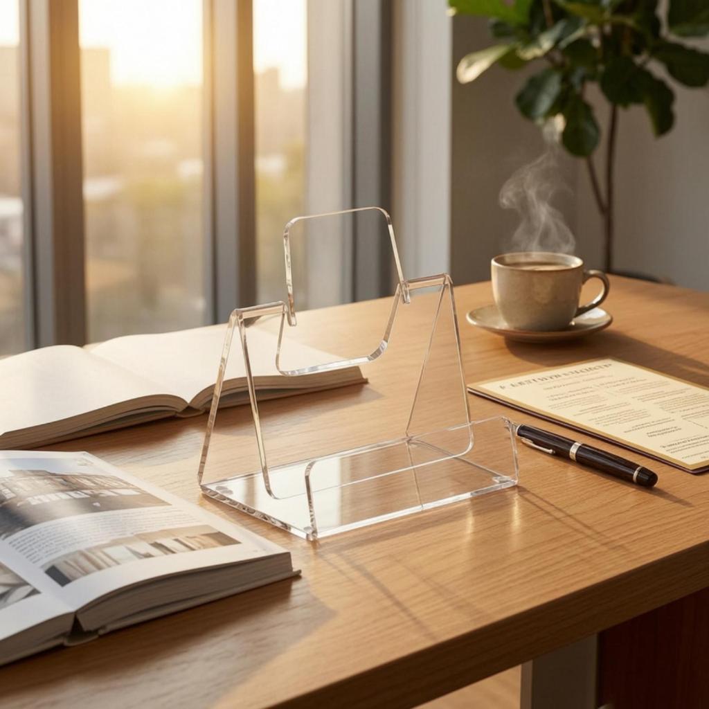 Acrylic Brochure Display Stand Stable Triangular Support Countertop OpenFrame