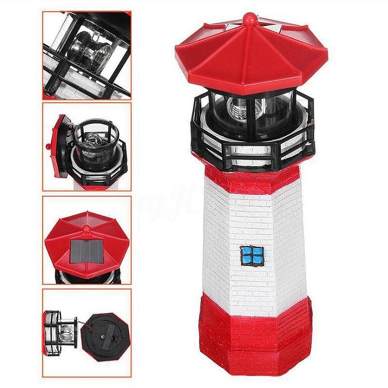 Solar-Powered LED Rotating Lighthouse Garden Ornament