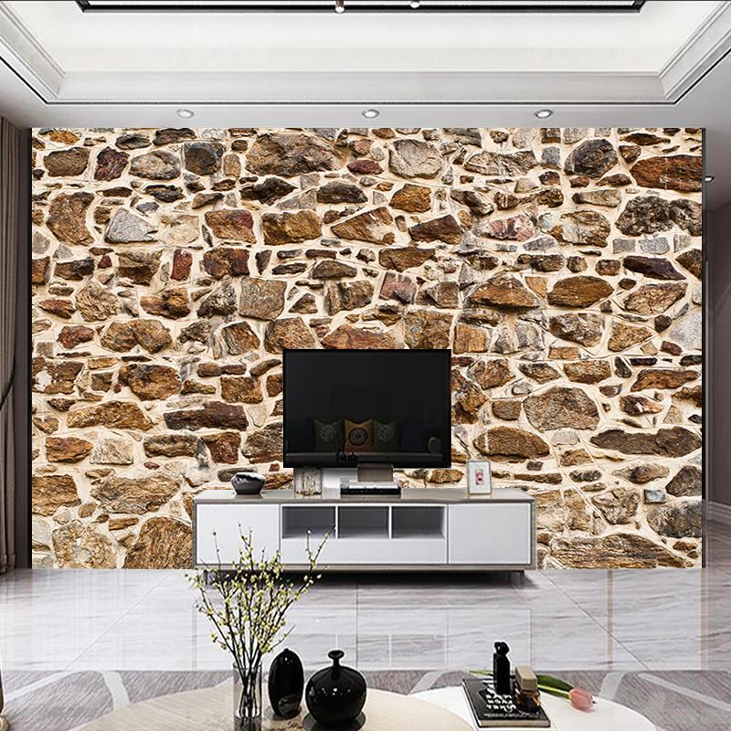 3D nástěnná tapeta Vintage Nostalgický 3D reliéf Kamenná textura Nástěnná malba Obývací pokoj Studovna Restaurace Domácí dekorace Tapety
