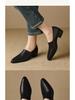 Women's Apricot Pointed-Toe Slip-On Chunky Mid-Heel Shoes