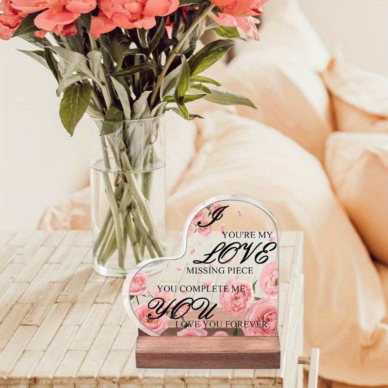 2D Flat Acrylic Heart Shaped Desk Decor Plaque, Wedding Anniversary Gift, Suitable for Wall Decoration, Porch, Room, Villa, Accents Home, Hallway, or