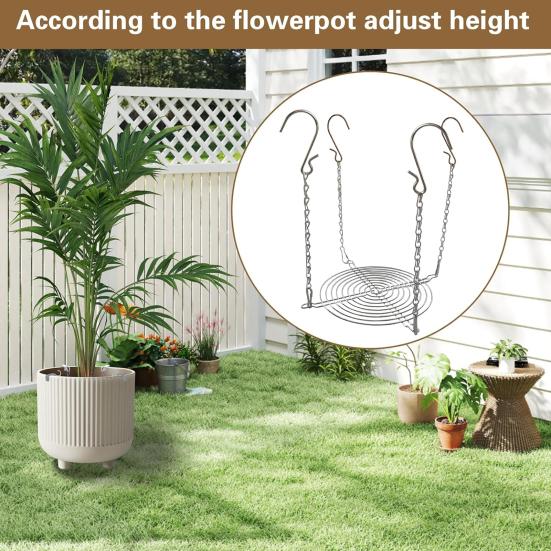 Adjustable Planter Insert for Tall Large Pots 3–10.3" Pot Riser with Chains And Hooks Stainless Steel Hanging Pot Filler for Indoor Outdoor Wedding